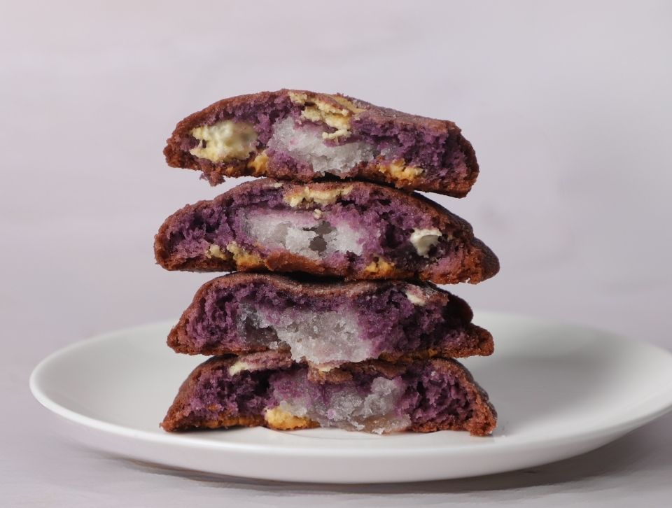 Ube Mochi Cookie using Ube Powder